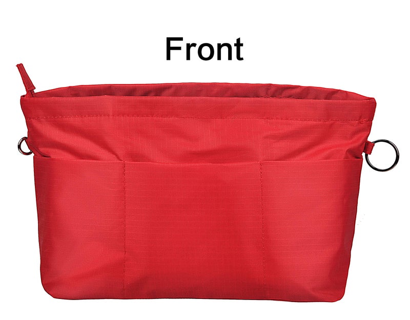 Vercord Handbag Purse Tote Pocketbook Organizer Insert Zipper Closure 11 Pockets Red Medium - Image 5